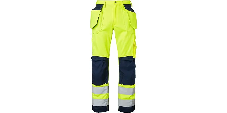 2516 Lange werkbroek, unisex, fluorescerend geel/blauw, 52