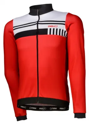 Agu Naro fietsshirt lange mouw rood/wit heren