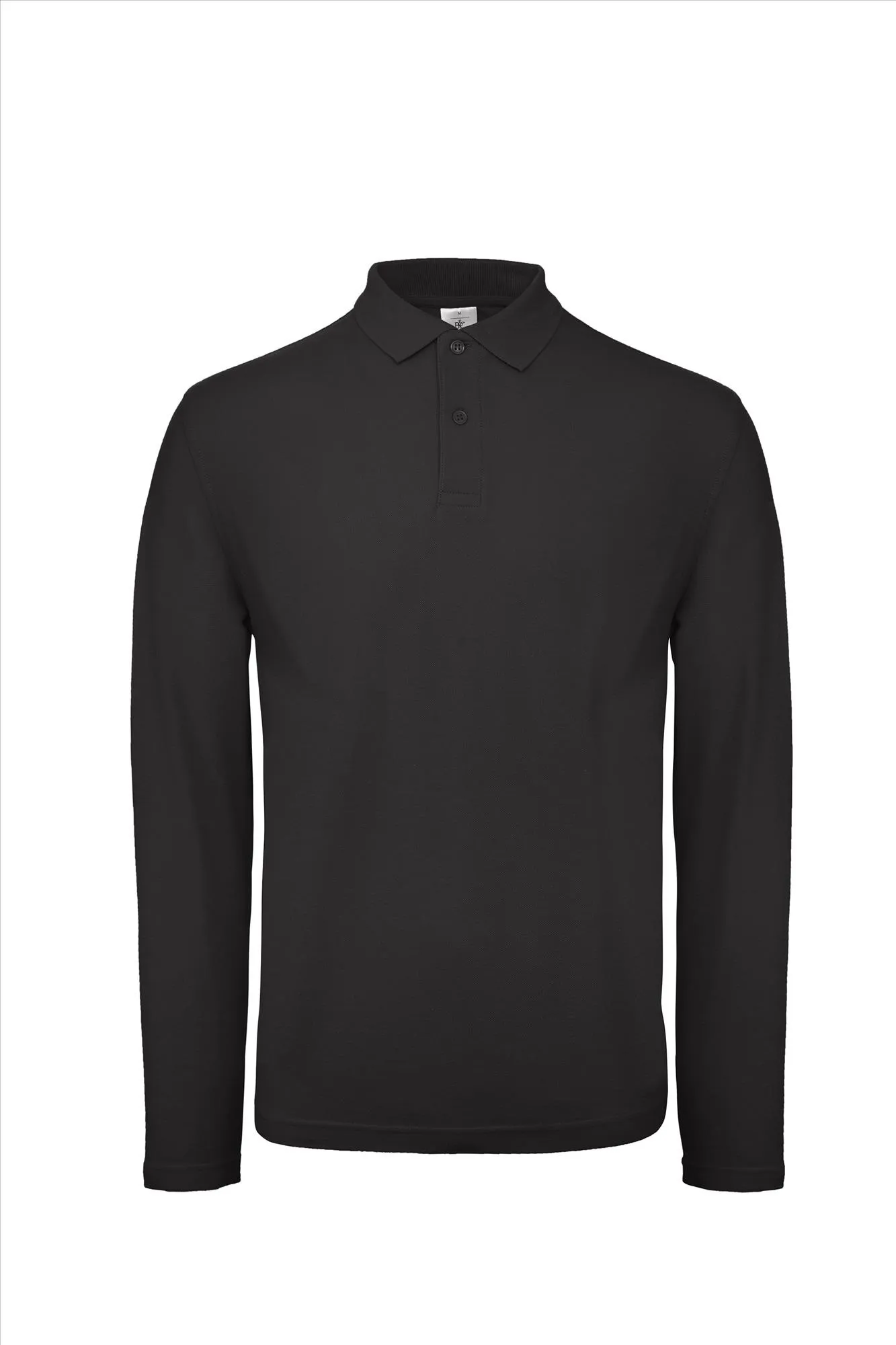 B&C POLOSHIRT heren lange mouw zwart