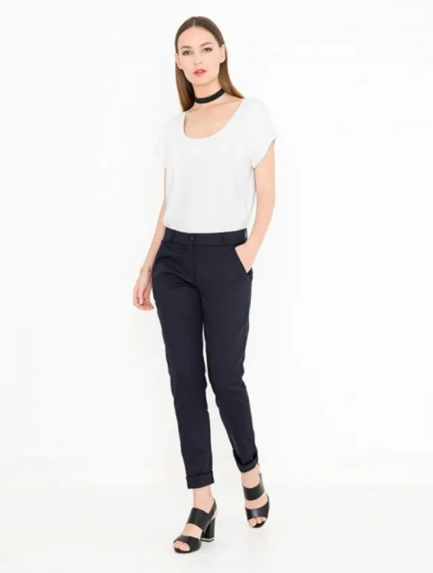 Broek tencel Hazel, donkerblauw – MISS GREEN