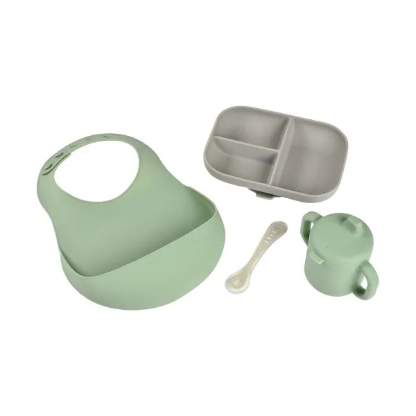 B\u00e9aba Eetset Siliconen Essentials Grey/Sage Green