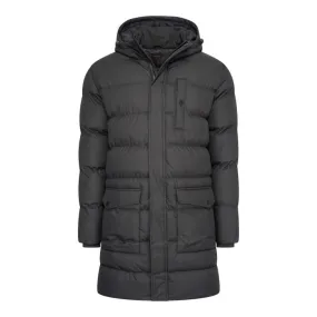 Cappuccino Italia lange winterjas met capuchon heren zwart