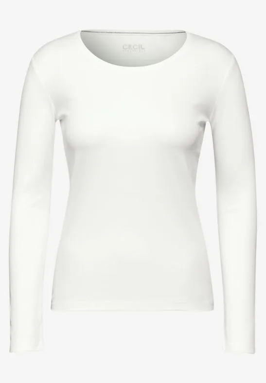  Cecil basis lange mouw shirt ecru 322077 13474 