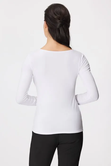 Dames T-shirt Melani met lange mouw - wit