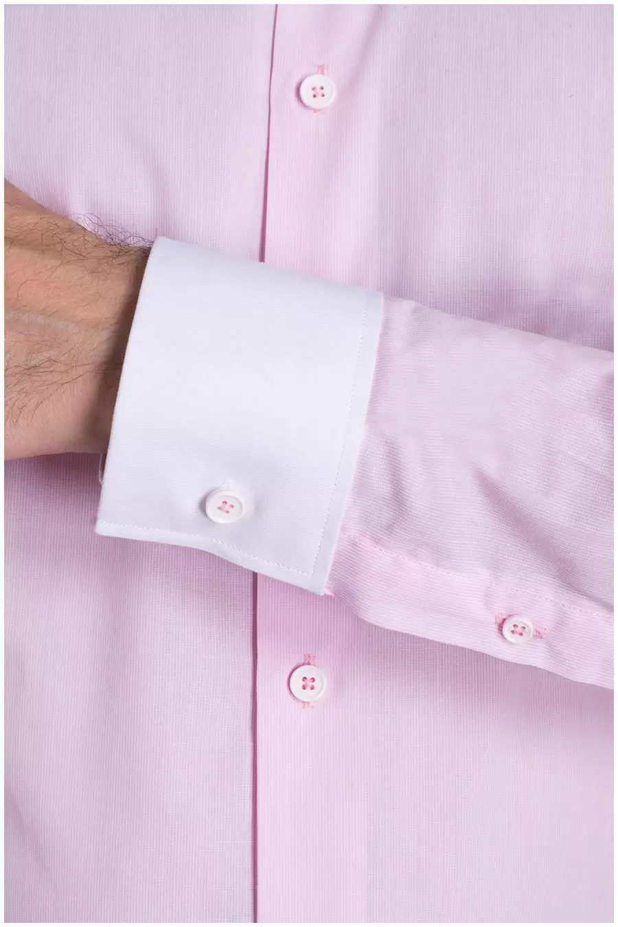 Dress overhemd fijn streepje lange mouw, witte boord.