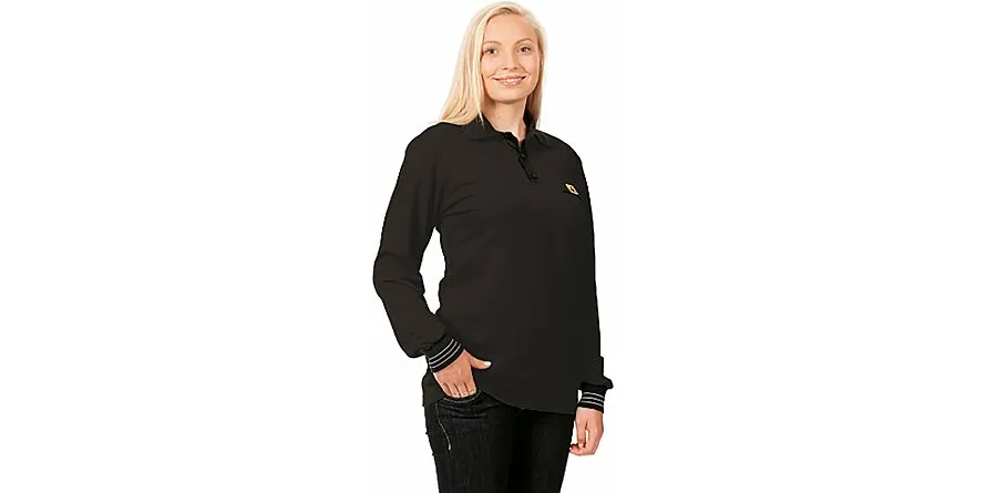 ESD polo met lange mouwen, zwart, unisex, 2XL
