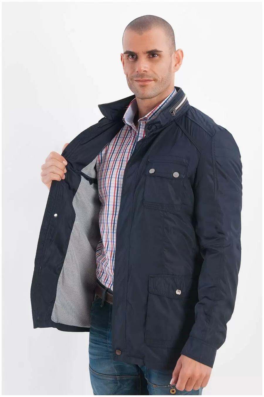 Extra lange zomerjas Plus Man-L-Navy