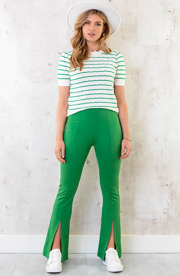 Flared Split Broek Bright Green