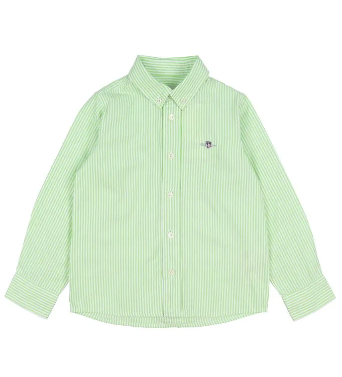 GANT Overhemd - Oxford - Slime Green/Wit Gestreept