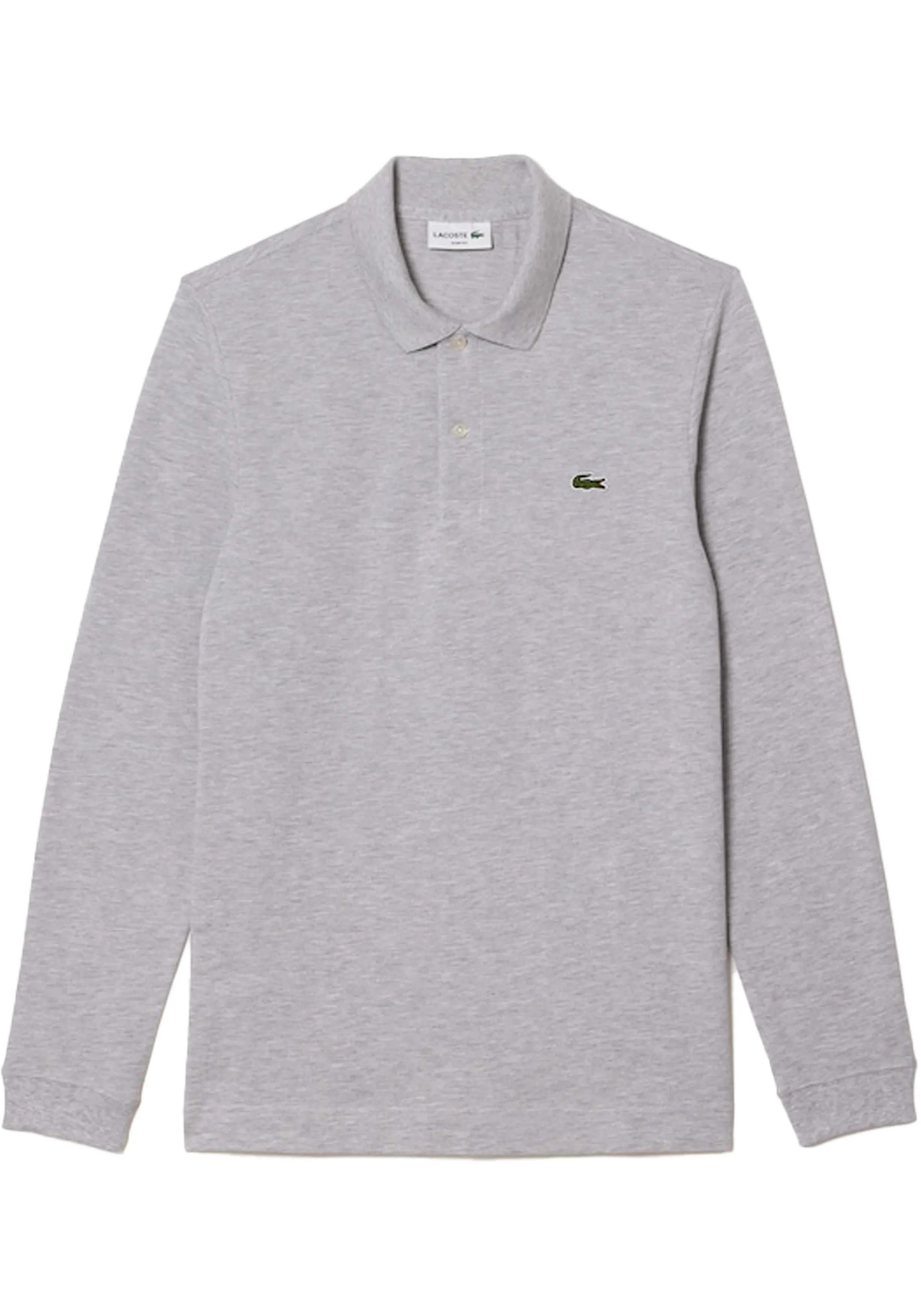 Lacoste Slim Fit polo lange mouw, lichtgrijs melange