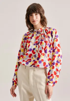 lange Arm Leinwandbindung Blouse Met Opstaande Kraag