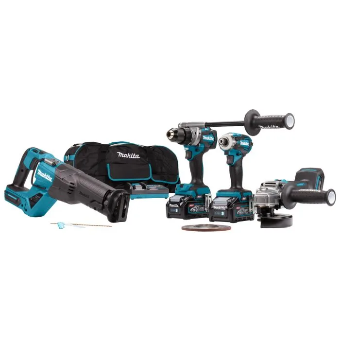 Makita DK0126G401 40 V Max Combiset boren, (slag)schroeven, slijpen en zagen