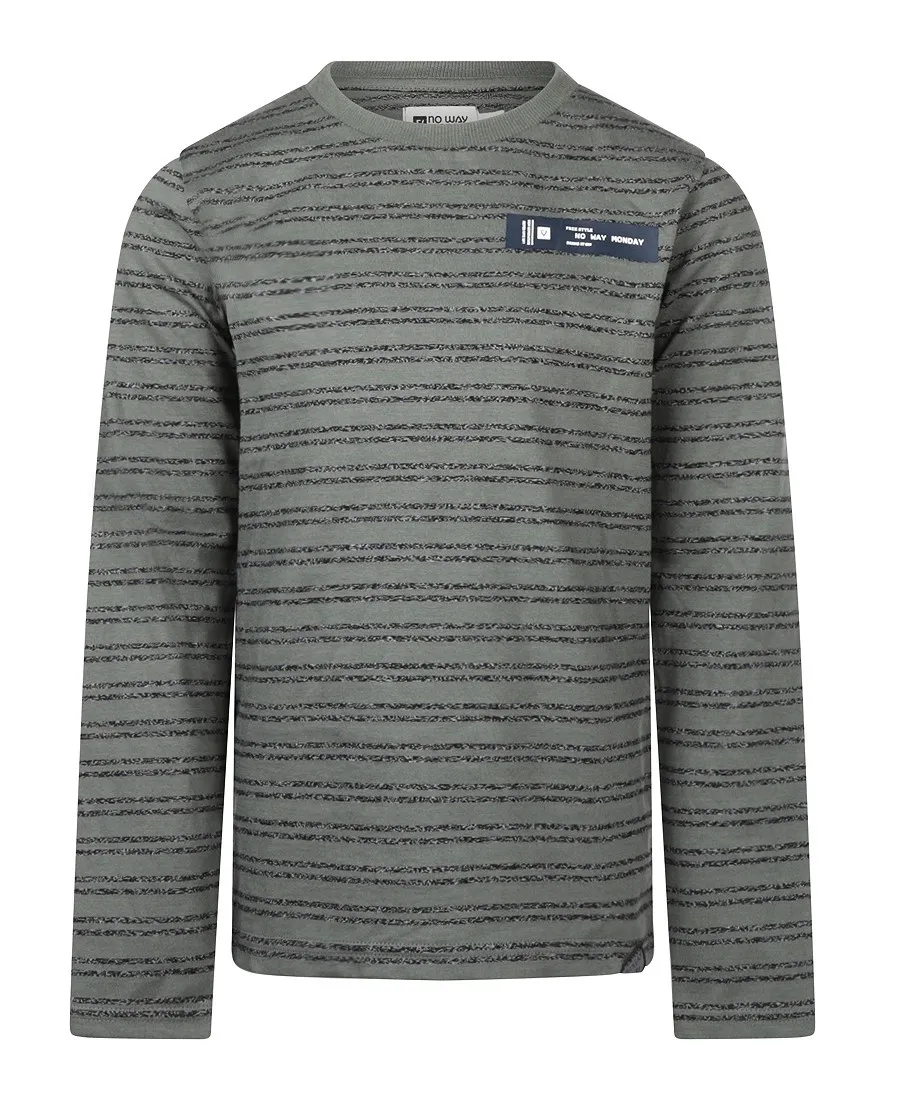 No Way Monday Shirt met strepen Forest Green