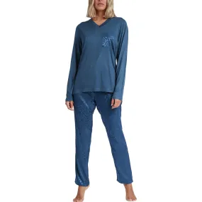 Pyjama broek top lange mouwen Satin Leopard