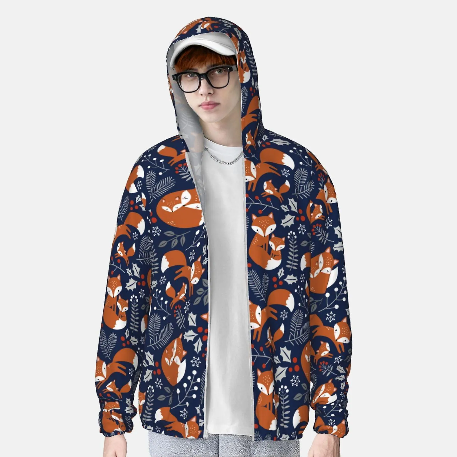 Schattige honingbijen UPF 50+ Zonbeschermingskleding met lange mouwen, visshirt Lange mouw Zip-cutefoxes kl1683