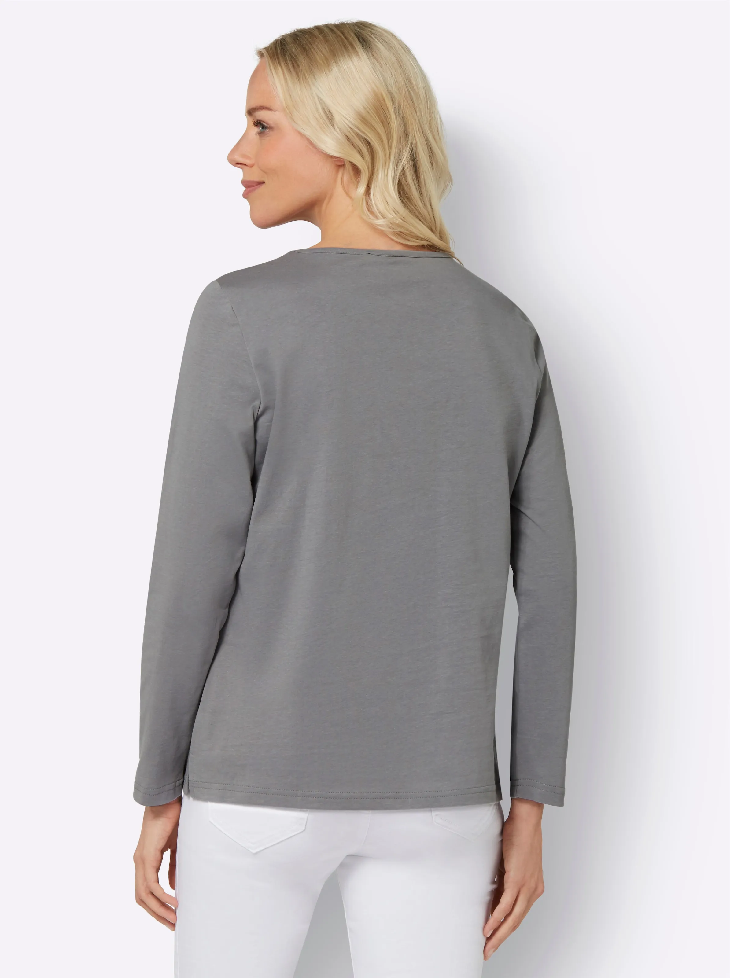 Shirt met lange mouwen en zijsplitten