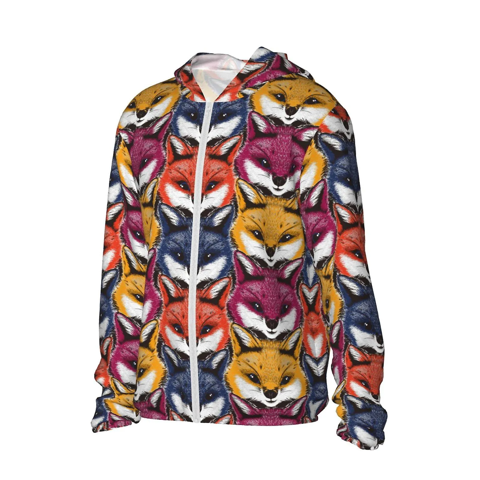 Vossen en vogels in het bos UPF 50+ Zonbeschermingskleding met lange mouwen, Visshirt Lange mouw Zip-foxface kl2202