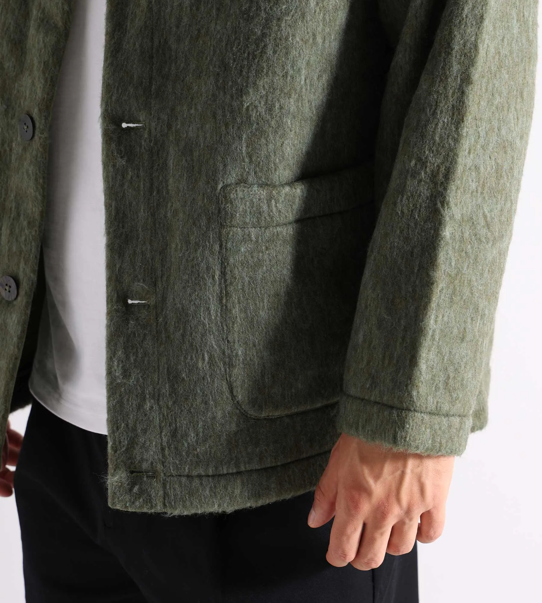 Welter Shelter Cardigan Bonded Shaggy Wool Green